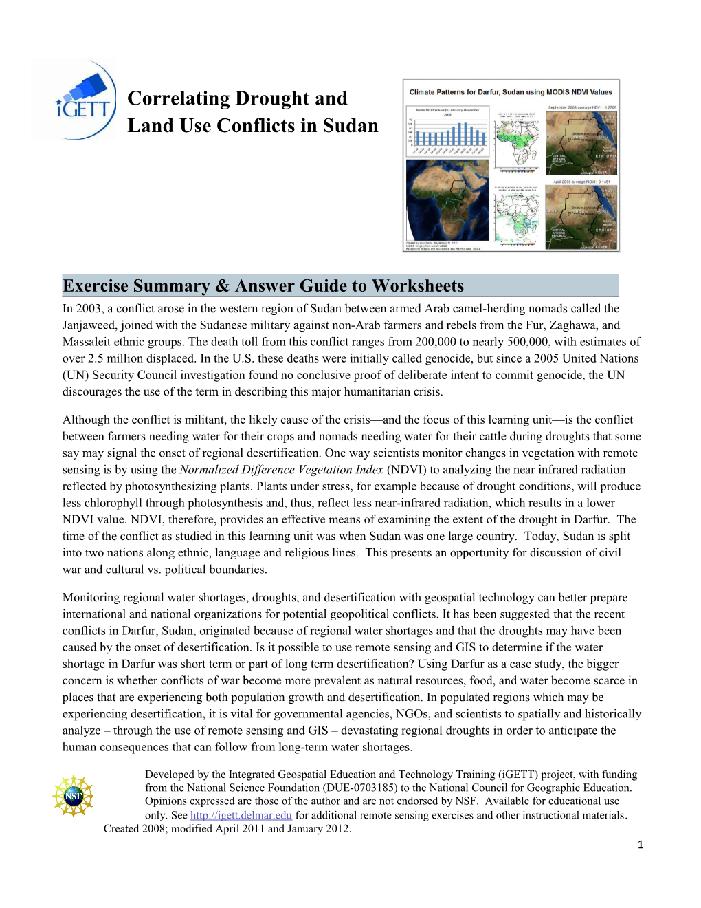 Correlating Drought and Land Use Conflicts in Sudan