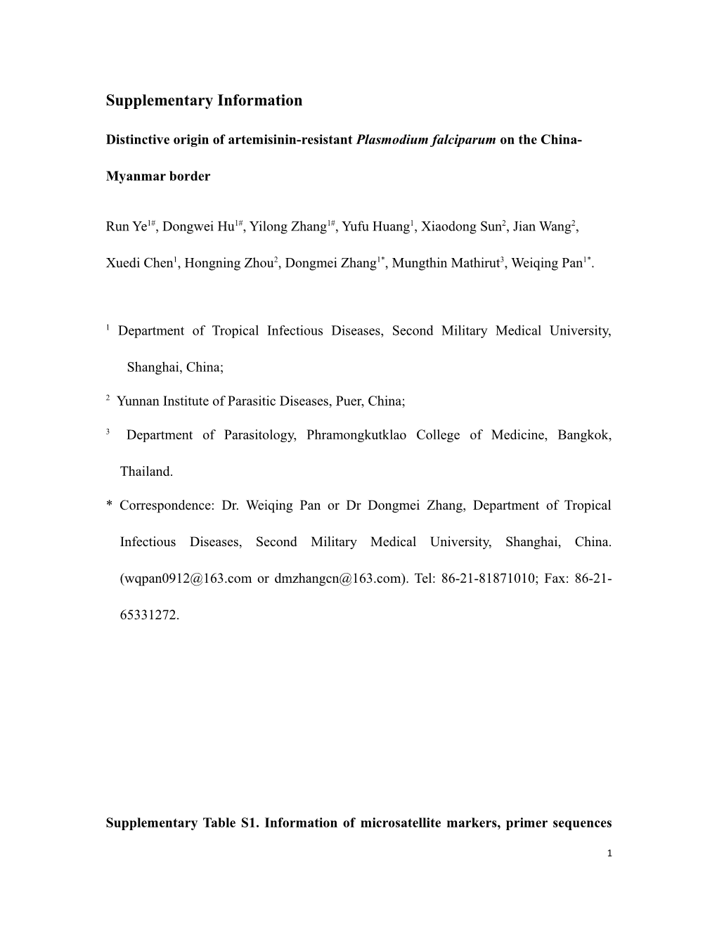 Emergence and Independent Origin of Artemisinin-Resistant Plasmodium Falciparum in Southern