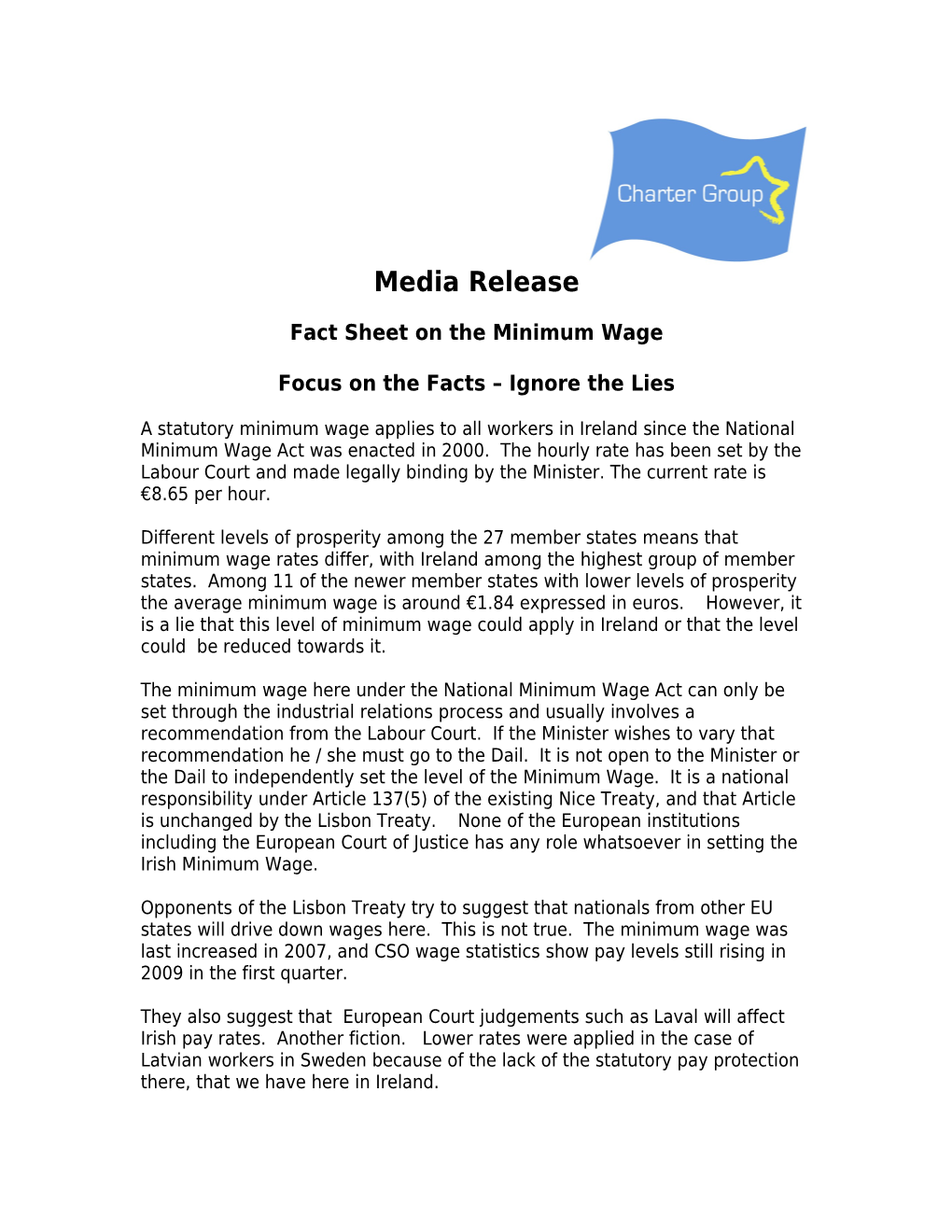 Fact Sheet on the Minimum Wage