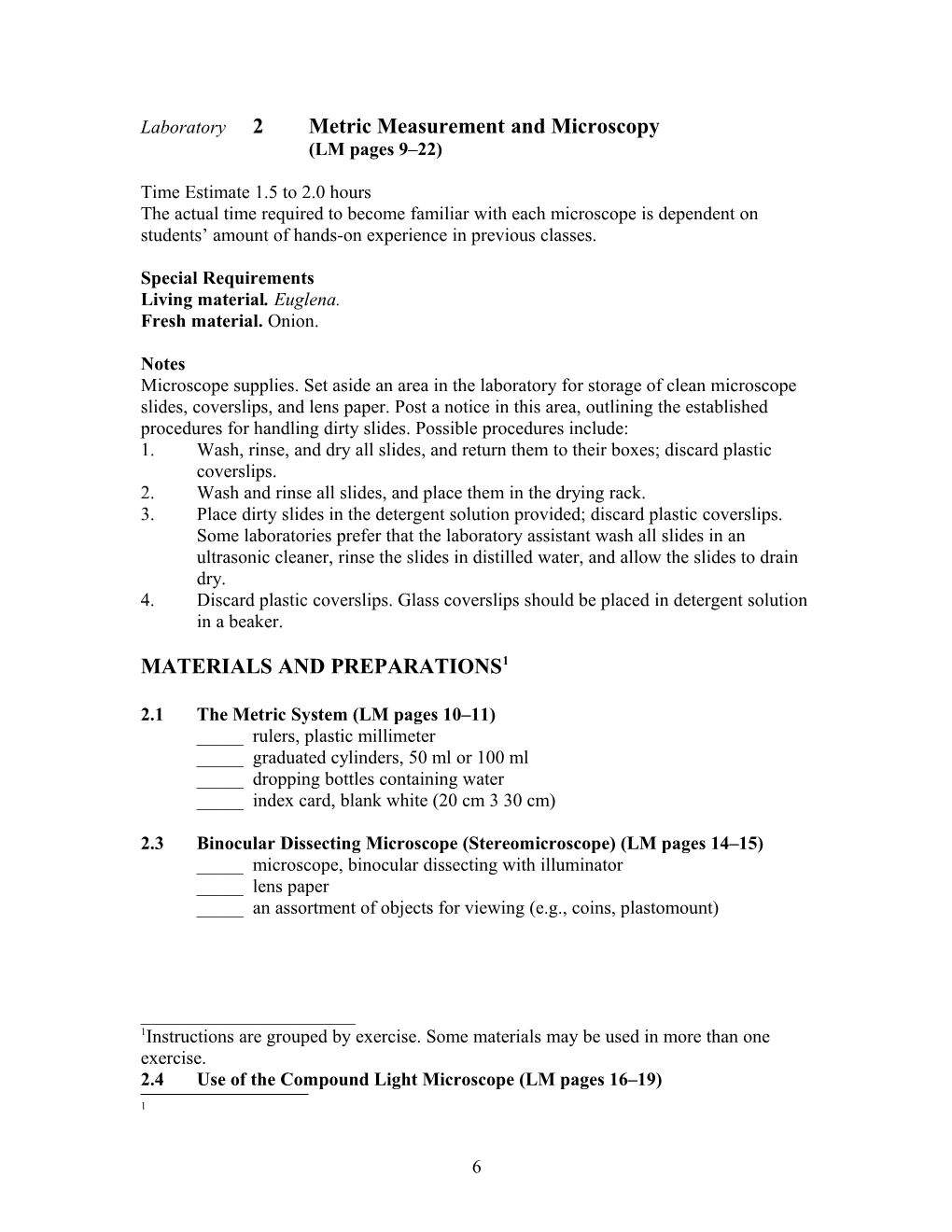 Laboratory 2 Metric Measurement and Microscopy