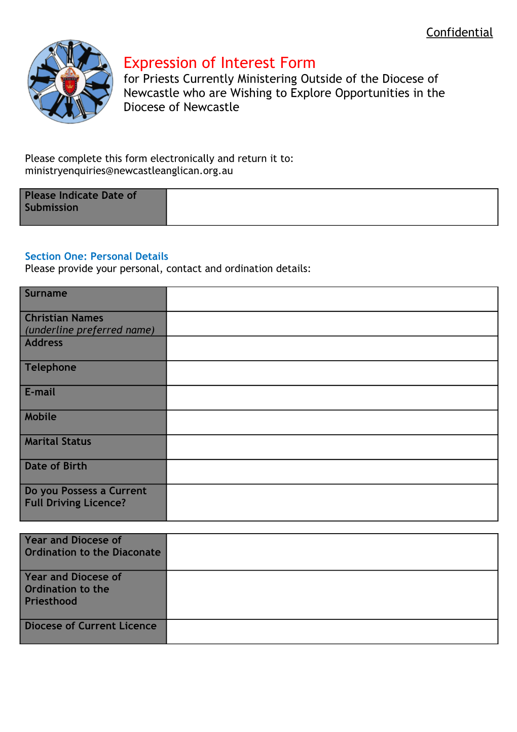 Please Complete This Form Electronically and Return It To