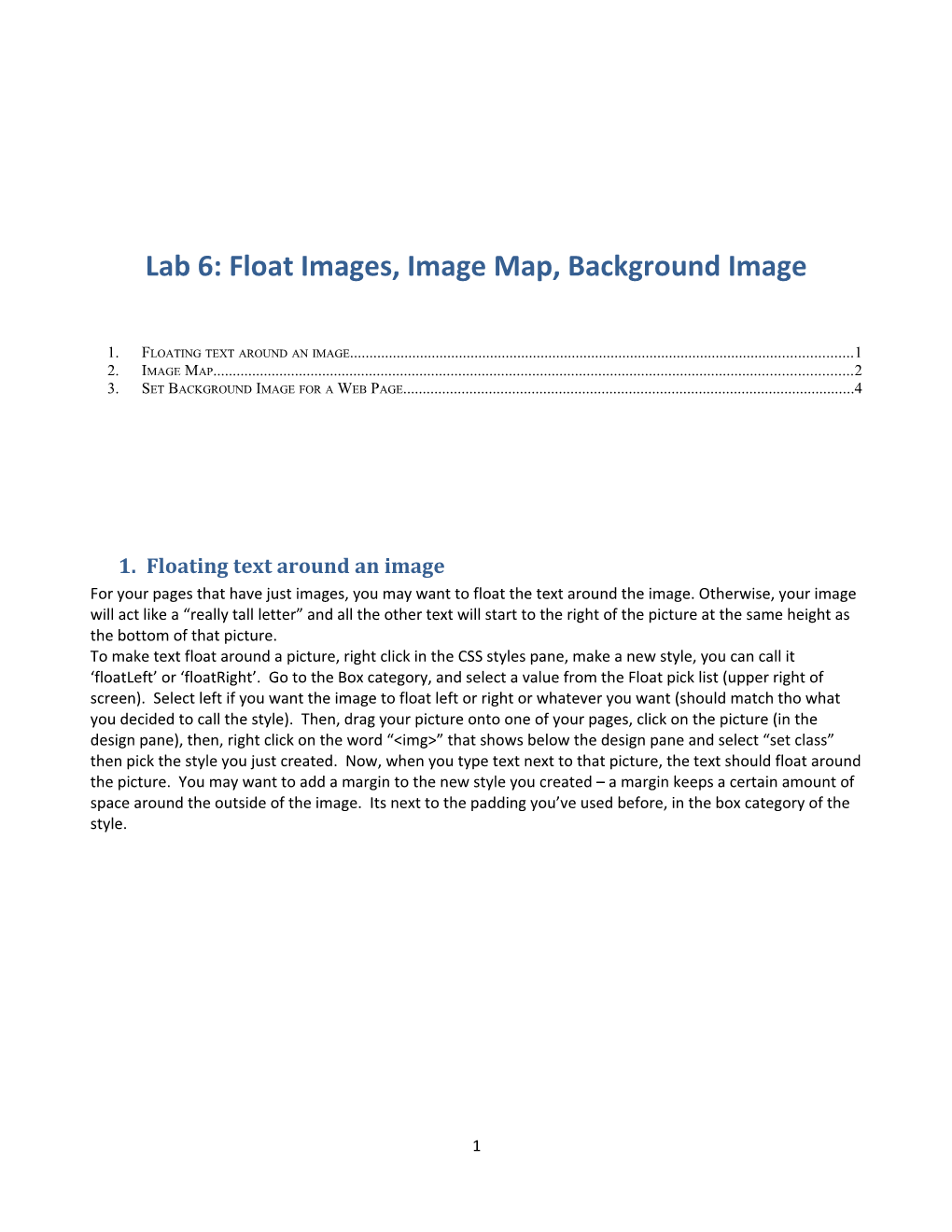 Lab 5: Image Gallery, Image Map, and Email Link