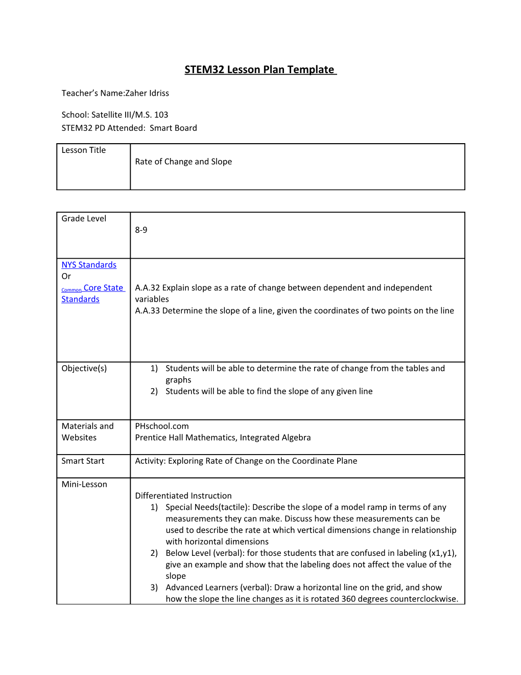 STEM32 Lesson Plan Template