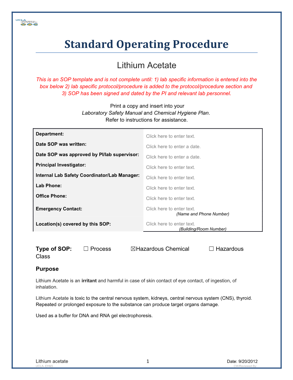 Standard Operating Procedure s19