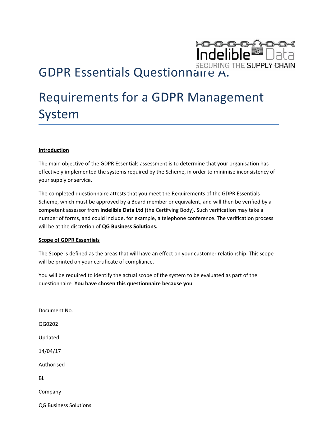 Requirements for a GDPR Management System