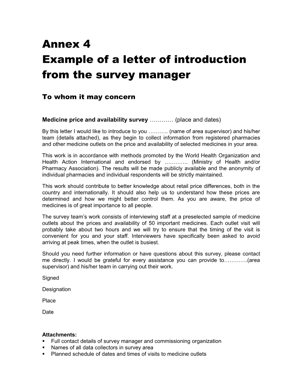 Example of a Letter of Introduction from the Survey