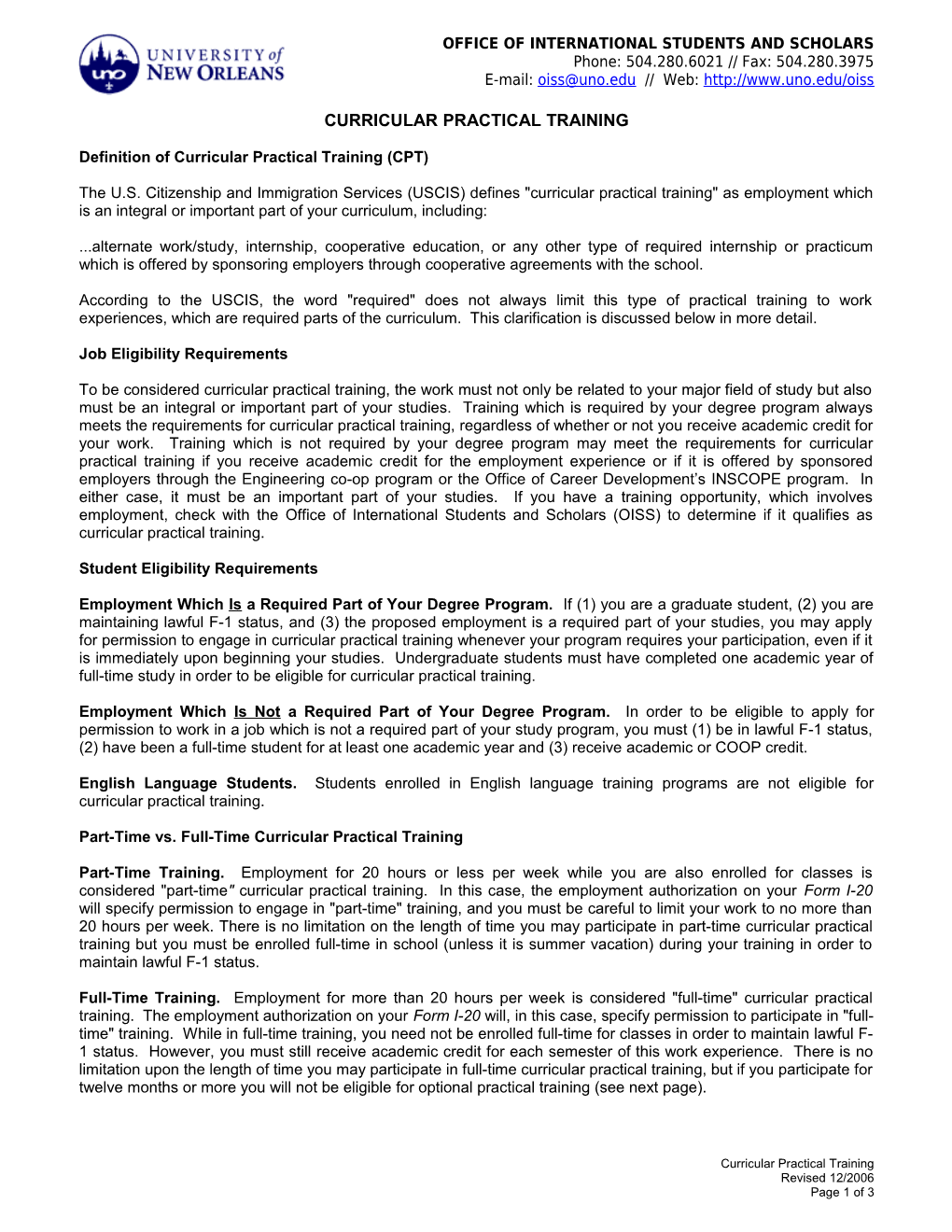 Curricular Practical Training