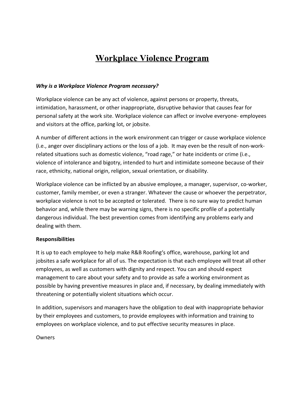 Why Is a Workplace Violence Program Necessary?