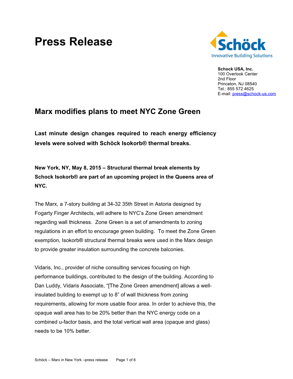 Marx Modifies Plans to Meet NYC Zone Green