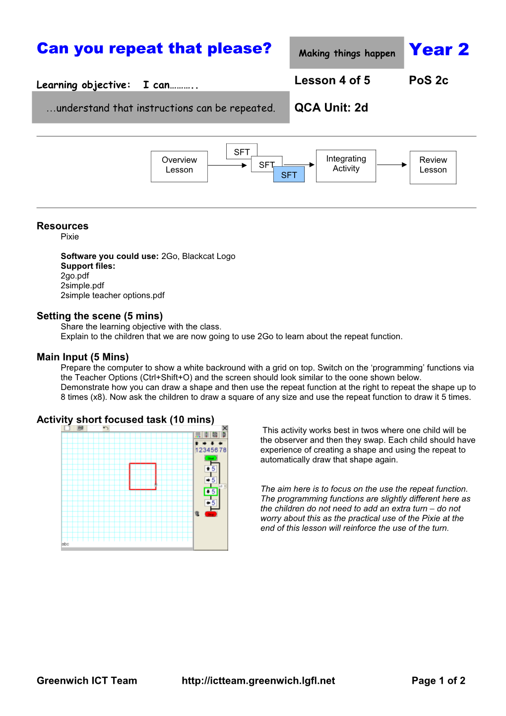 QCA Lesson Plan Template