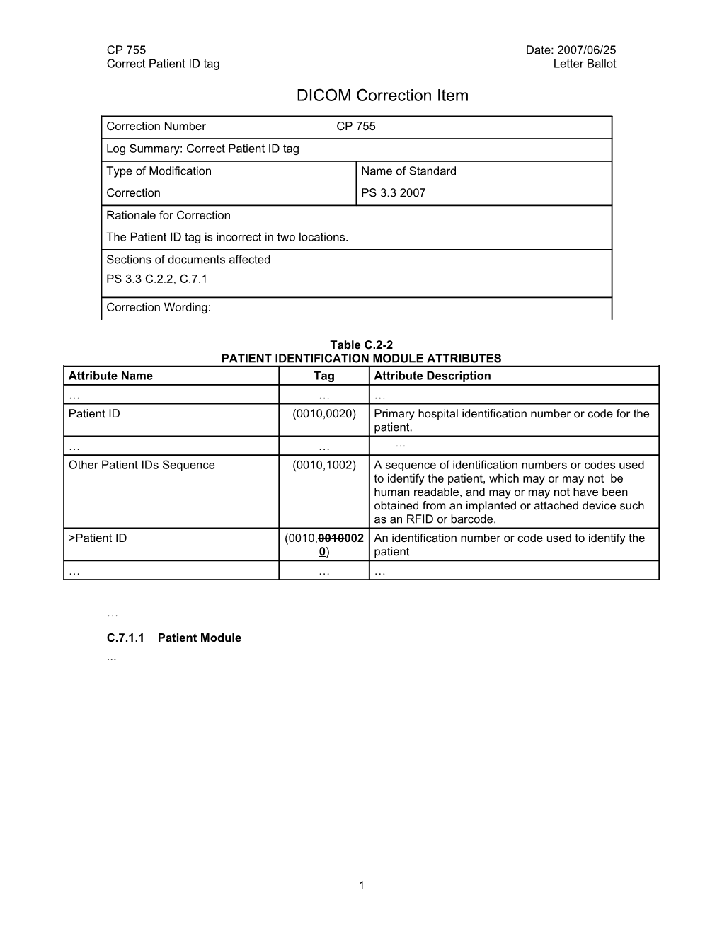 Correct Patient ID Tag