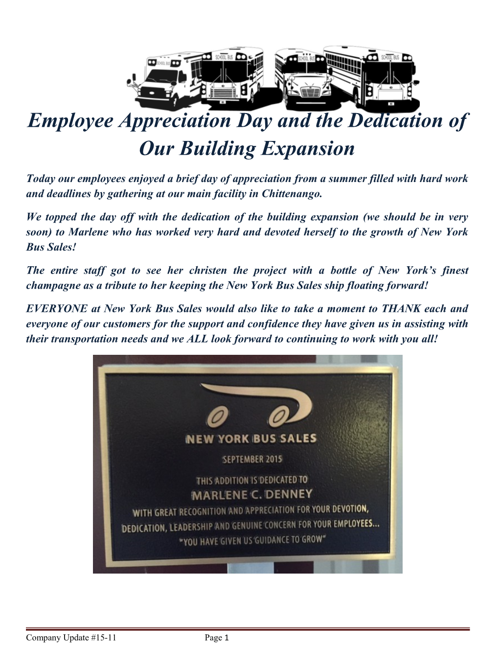 Employee Appreciation Day and the Dedication of Our Building Expansion