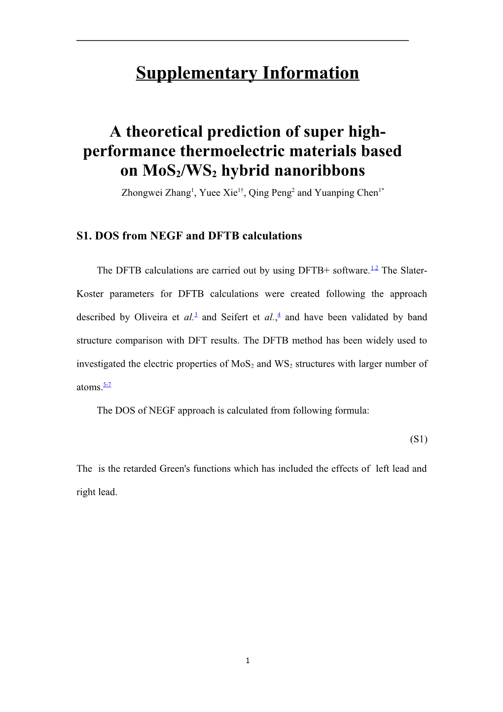 A Theoretical Prediction of Super High-Performance Thermoelectric Materials Based on Mos2/WS2