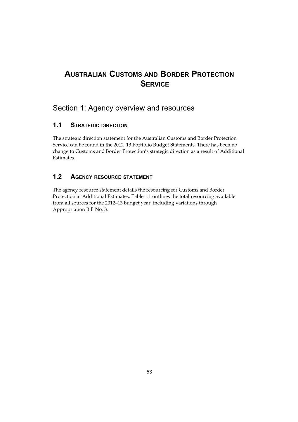 PORTFOLIO ADDITIONAL ESTIMATES STATEMENTS 2012 13 - Customs