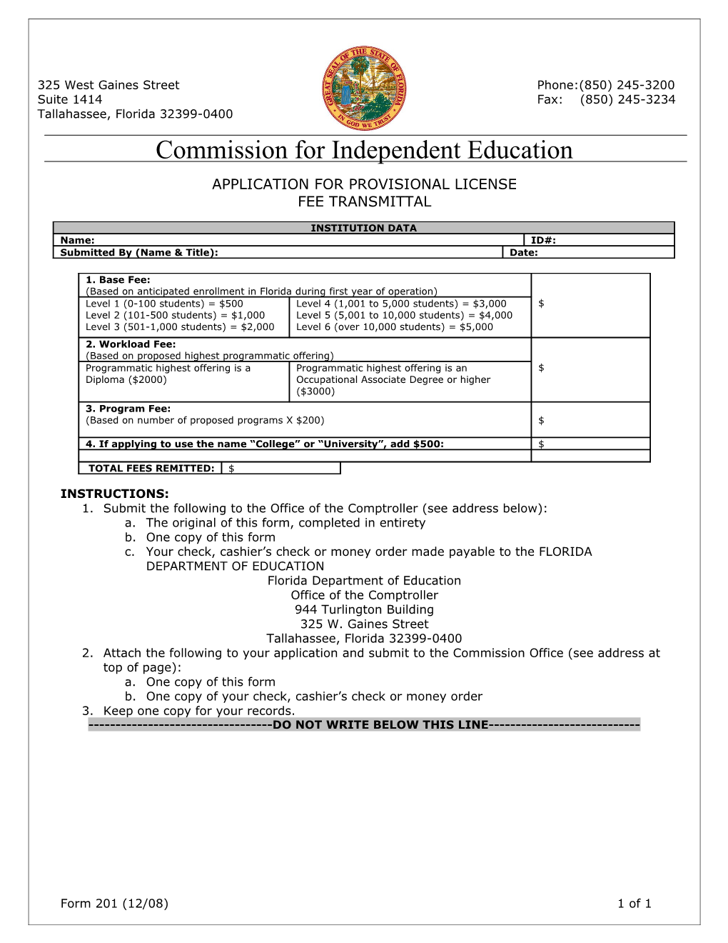 Application for Provisional License