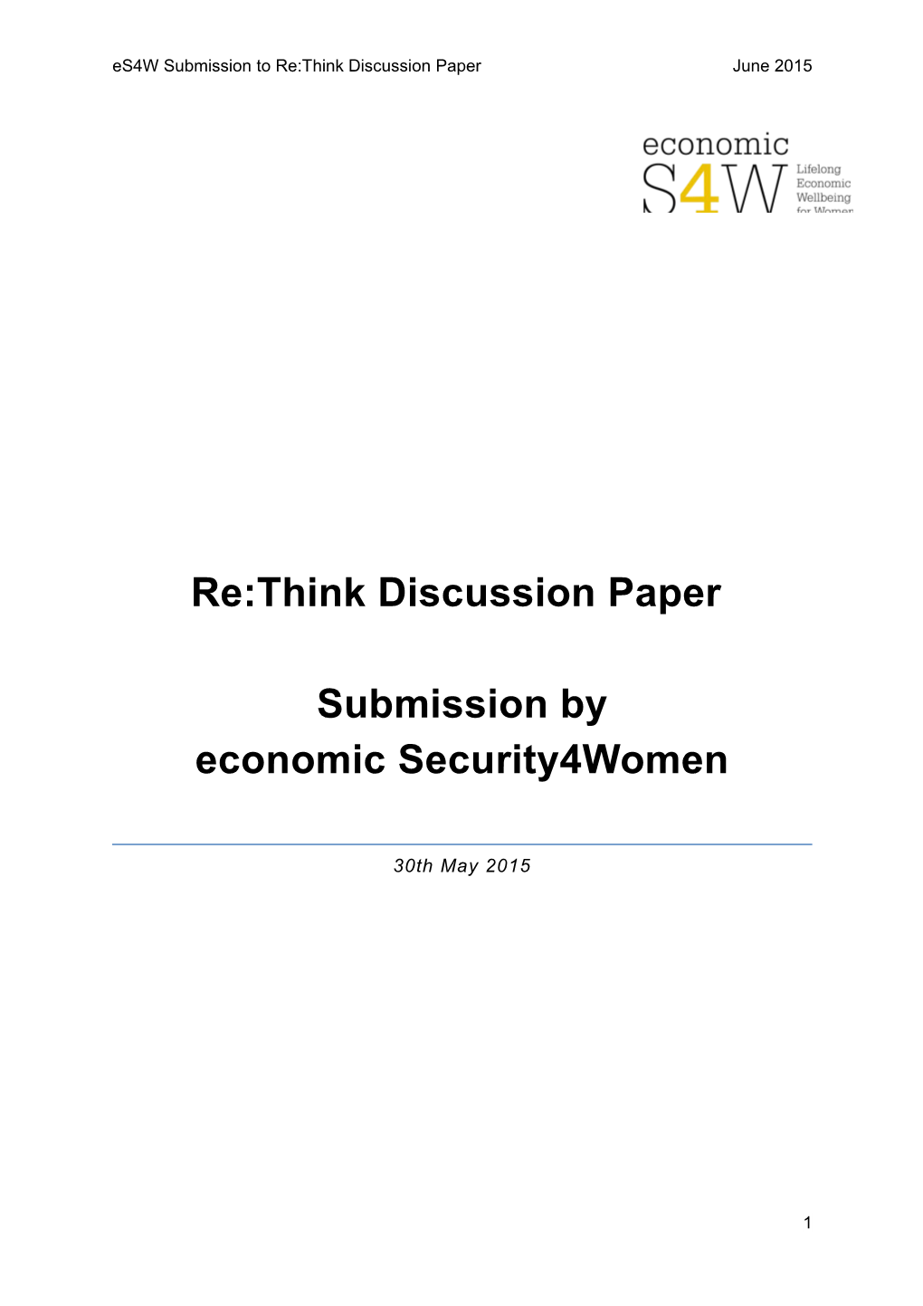 Economic Security4women - Submission to the Tax Discussion Paper