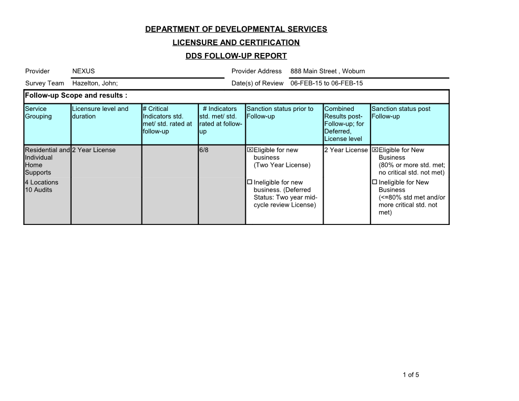 Department of Developmental Services