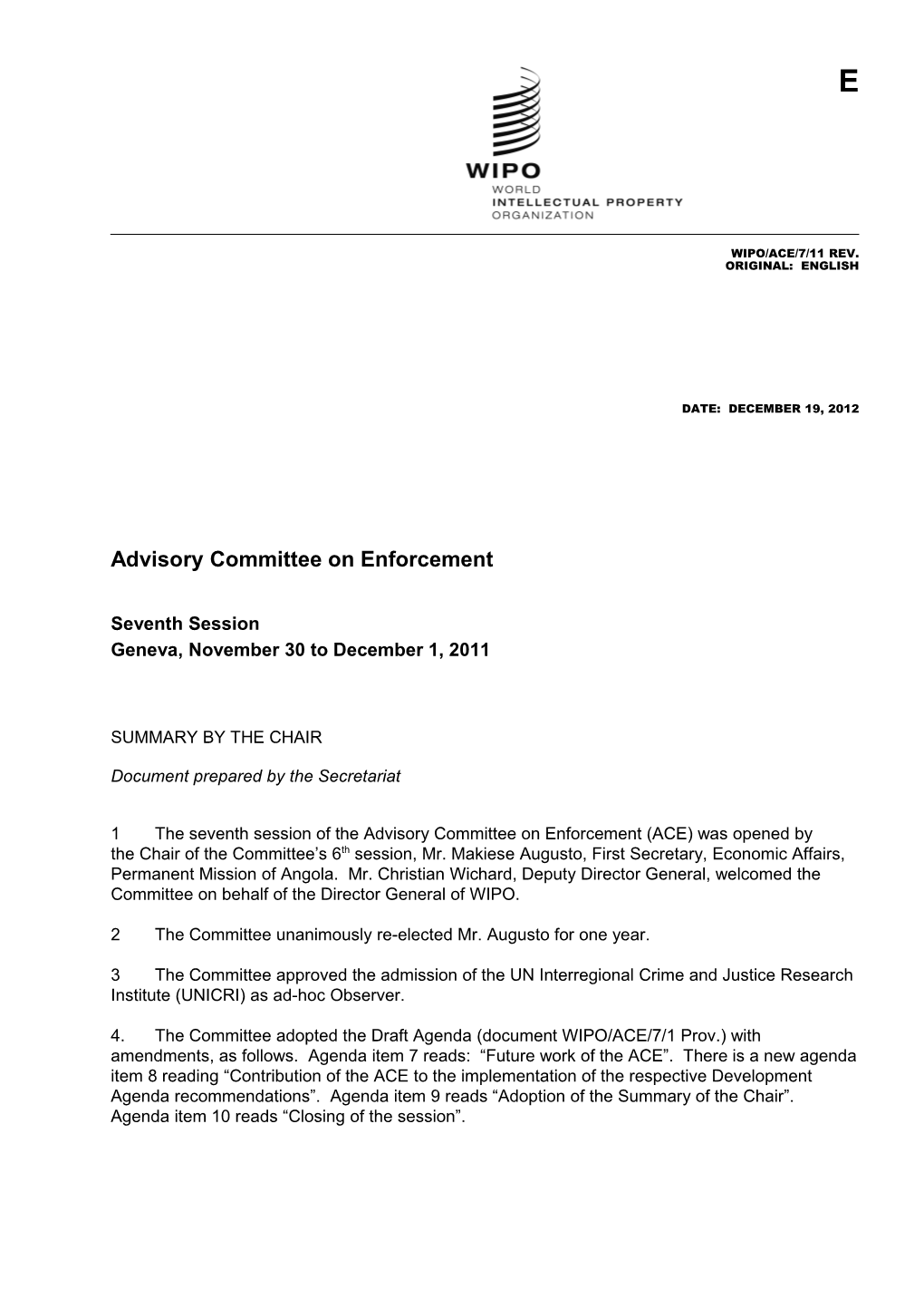 Advisory Committee on Enforcement s1