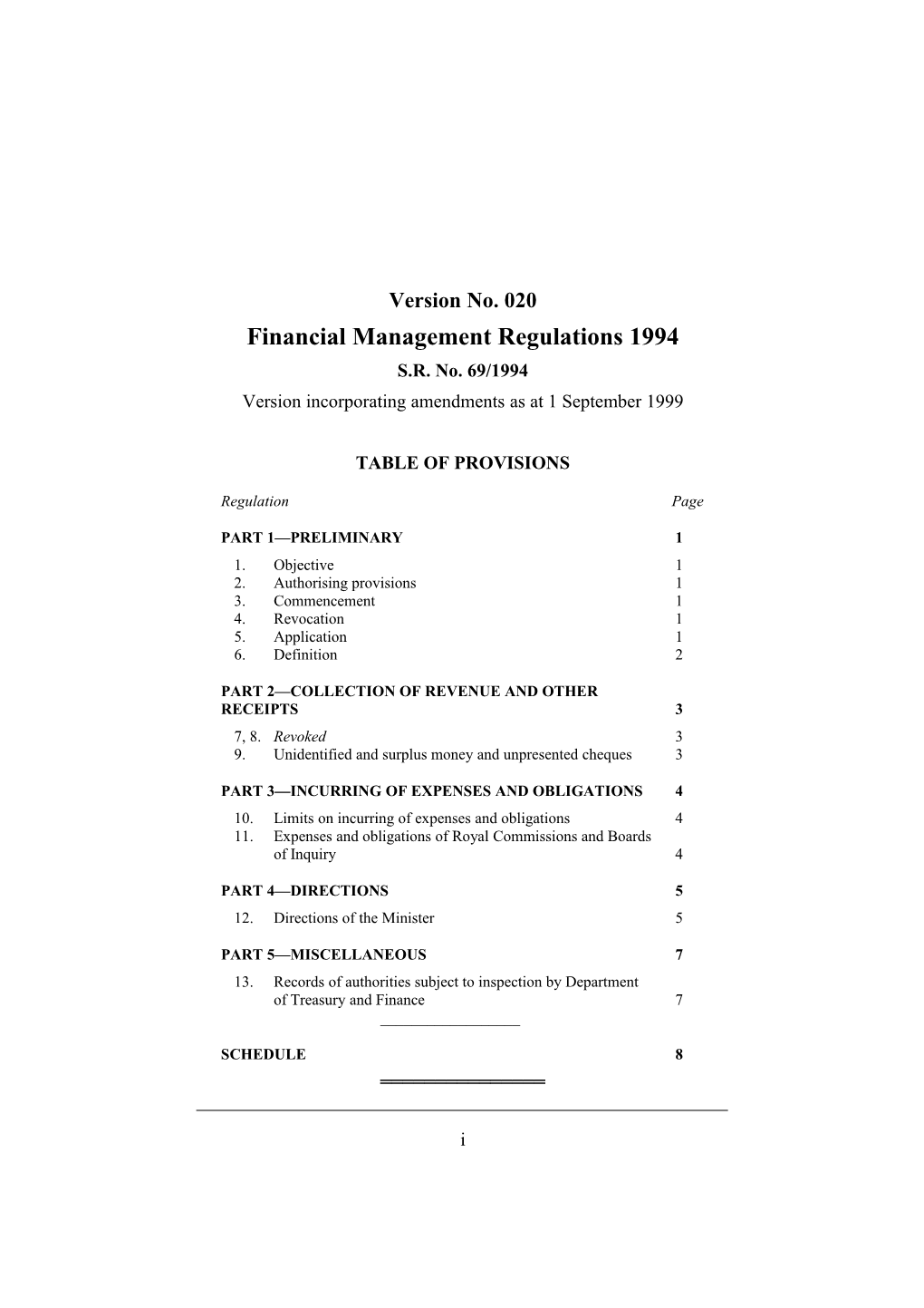 Financial Management Regulations 1994