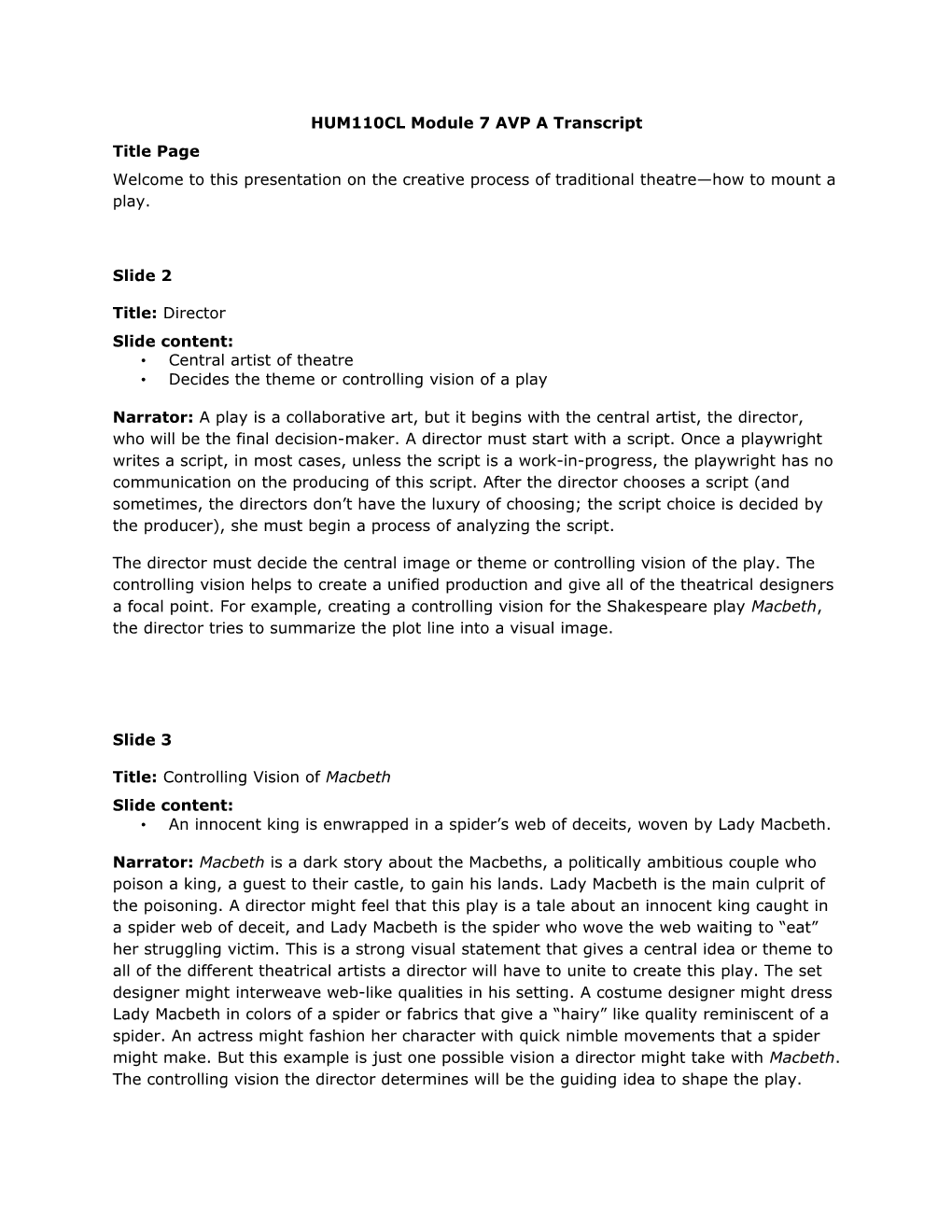 HUM110CL Module 7 AVP a Transcript