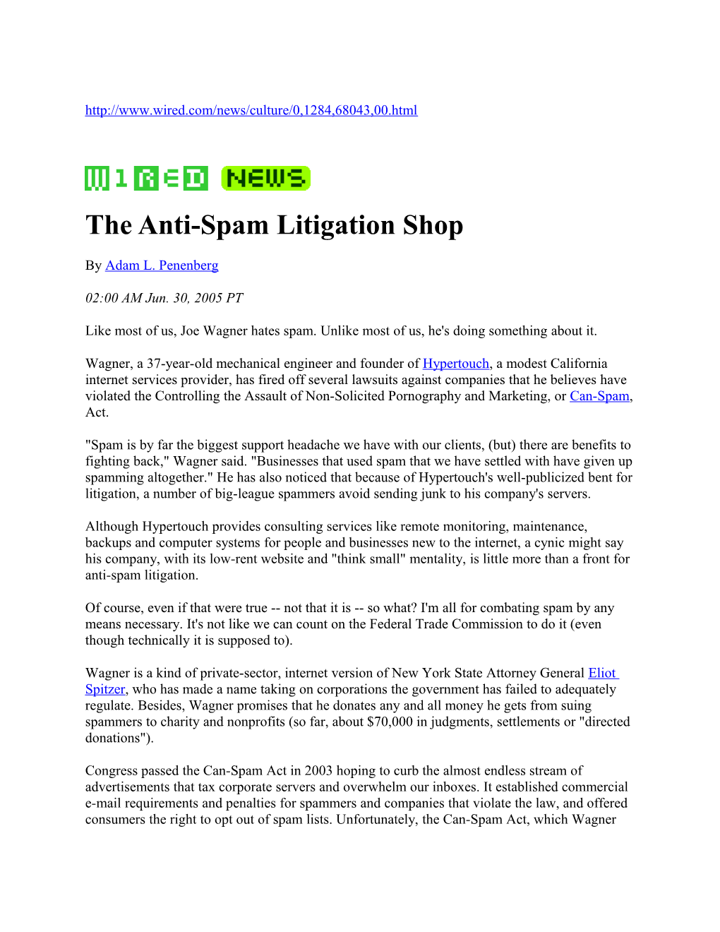 The Anti-Spam Litigation Shop - Wired News