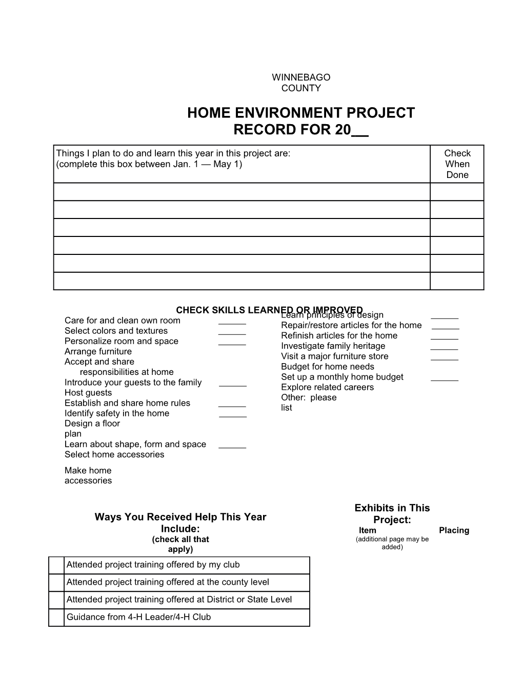 Home Environment Project Record for 20