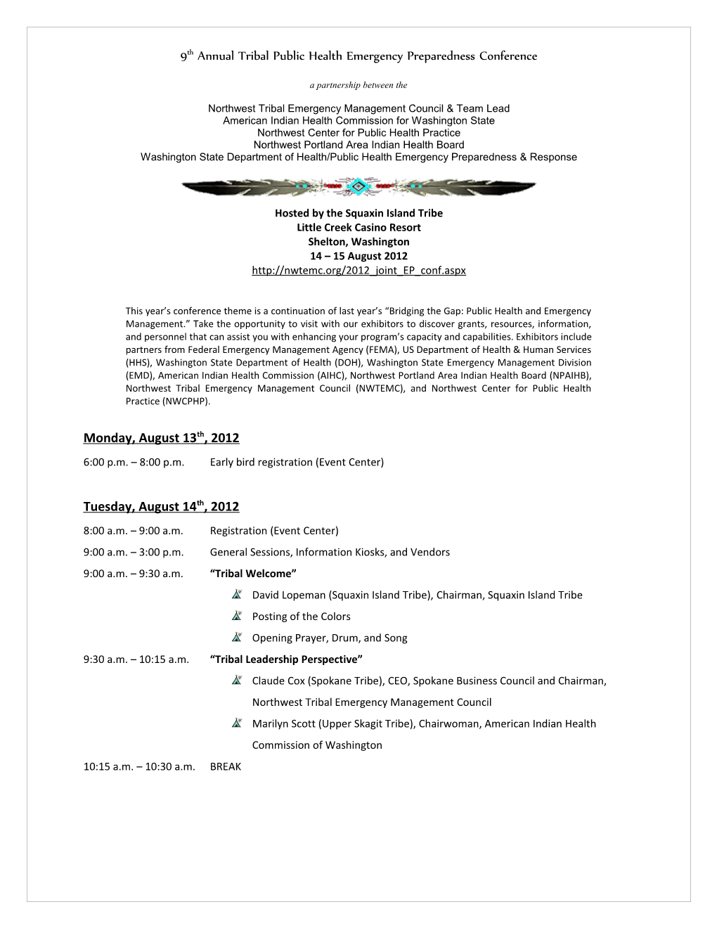 9Th Annual Tribal Public Health Emergency Preparedness Conference