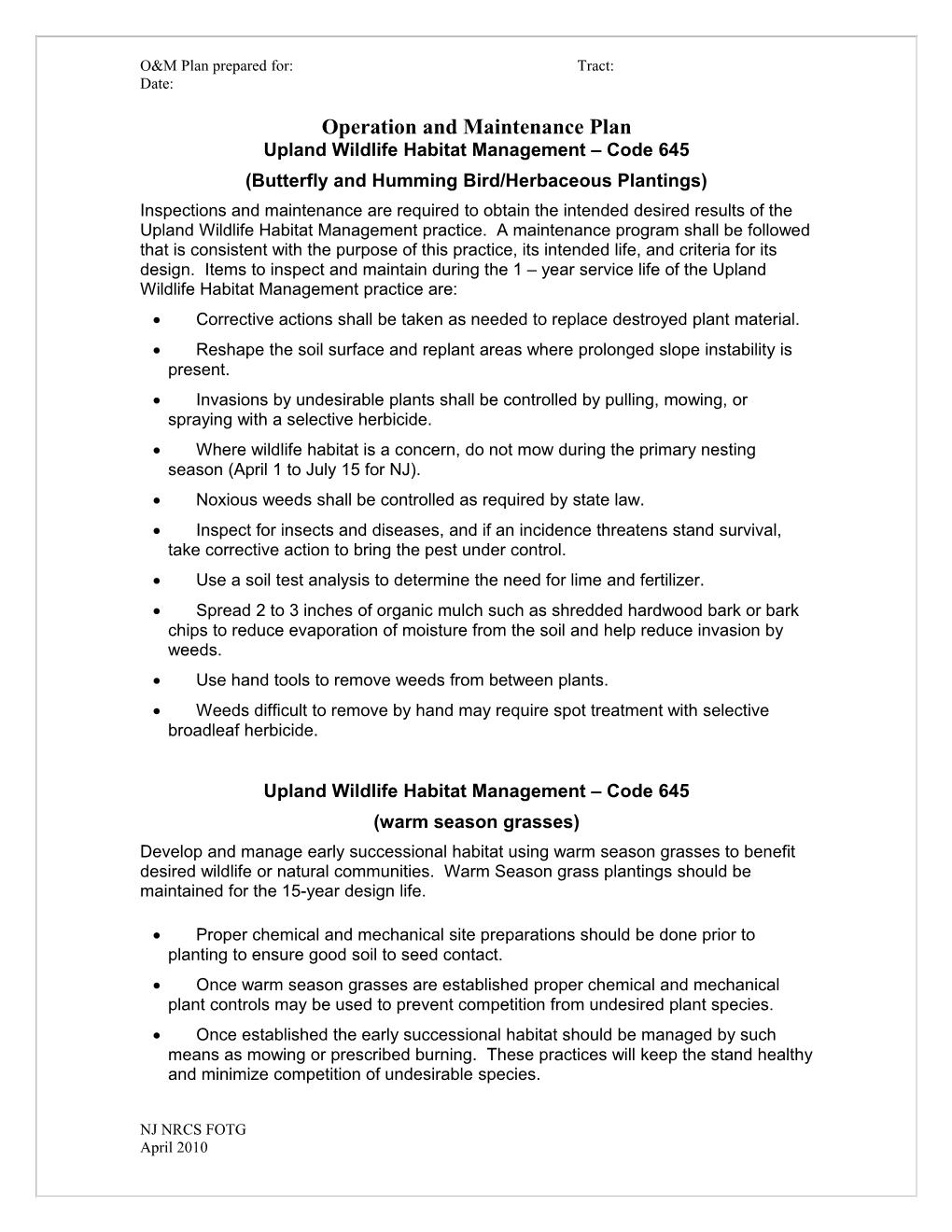 Operation and Maintenance Plan s1