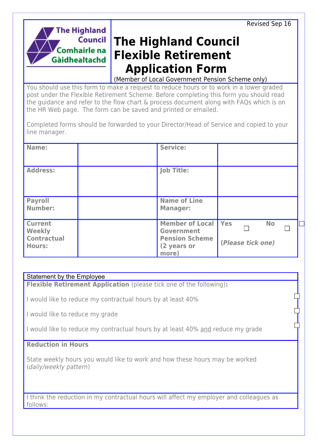 Flexible Working Application Form