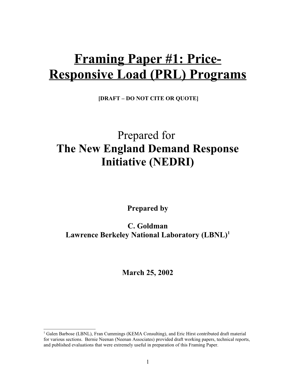 New England Demand Response Initiative