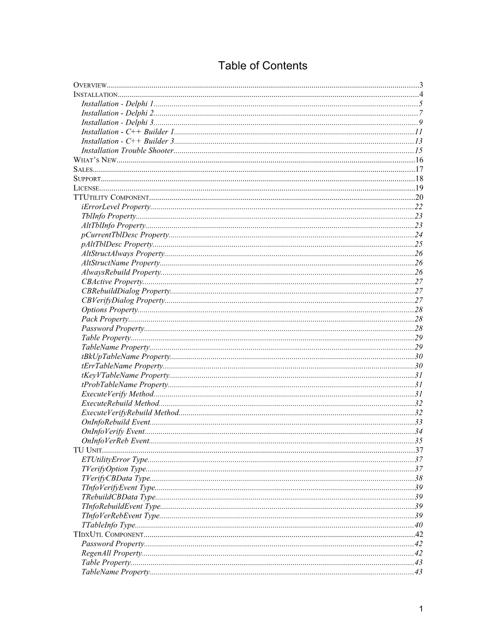 Tutility Component Set Printable Doc