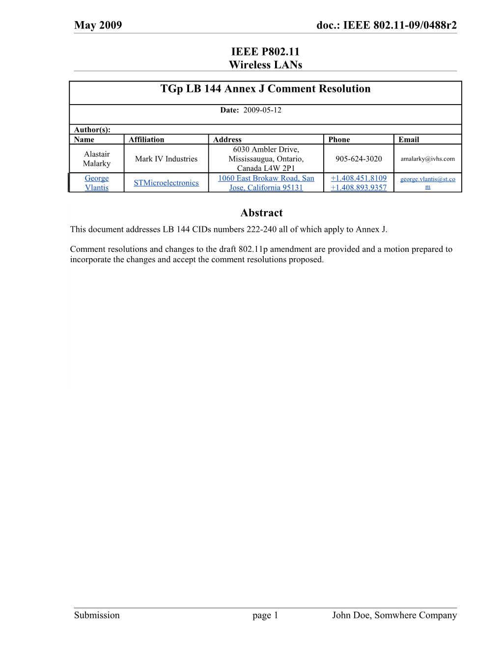 1 COMMENTS with Proposed Resolutions