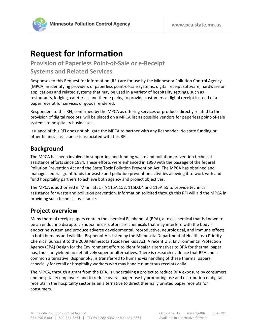 Mm-Rfp1-08 Request for Information CR#5791