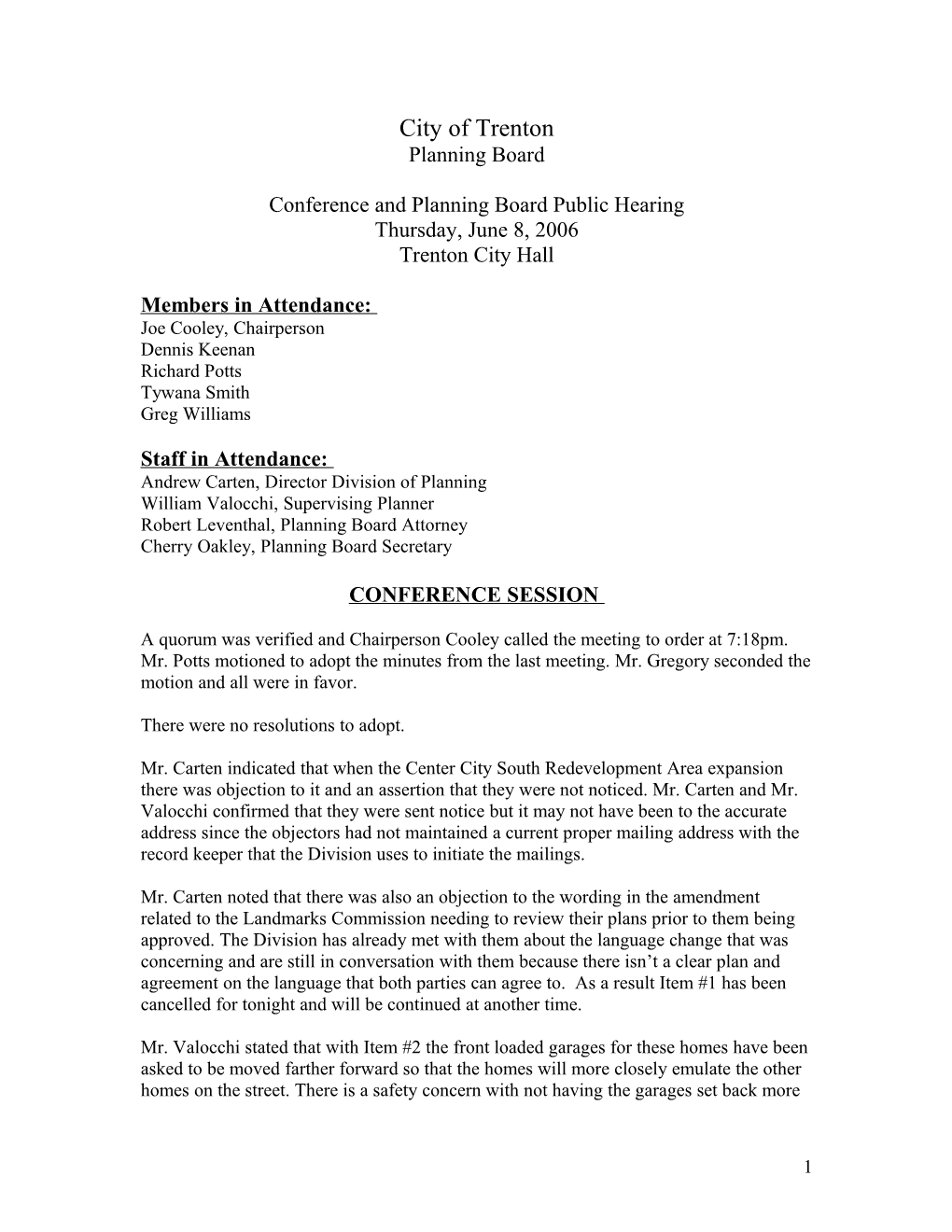 Conference and Planning Board Public Hearing