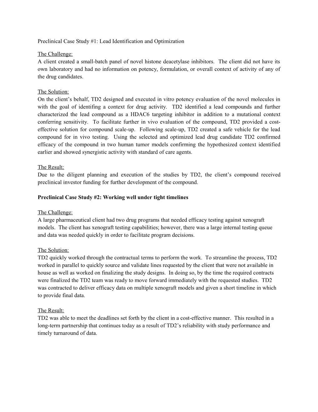 Preclinical Case Study #1: Lead Identification and Optimization