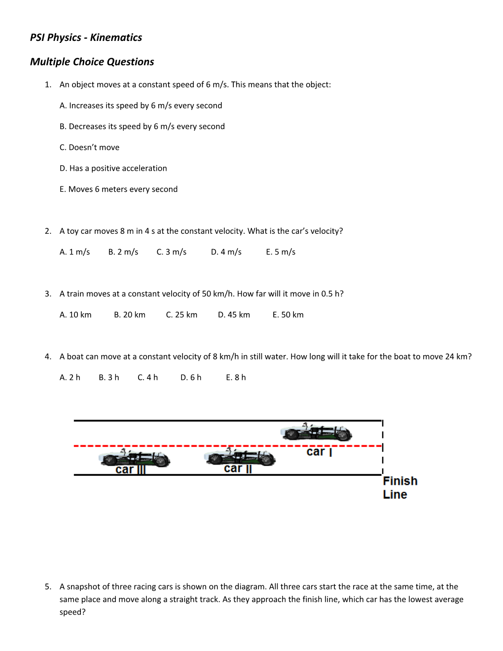 PSI Physics - Kinematics