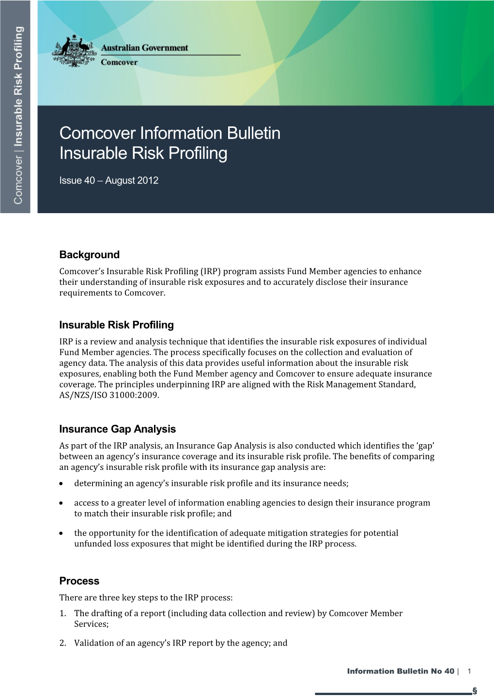 Insurable Risk Profiling Information Bulletin