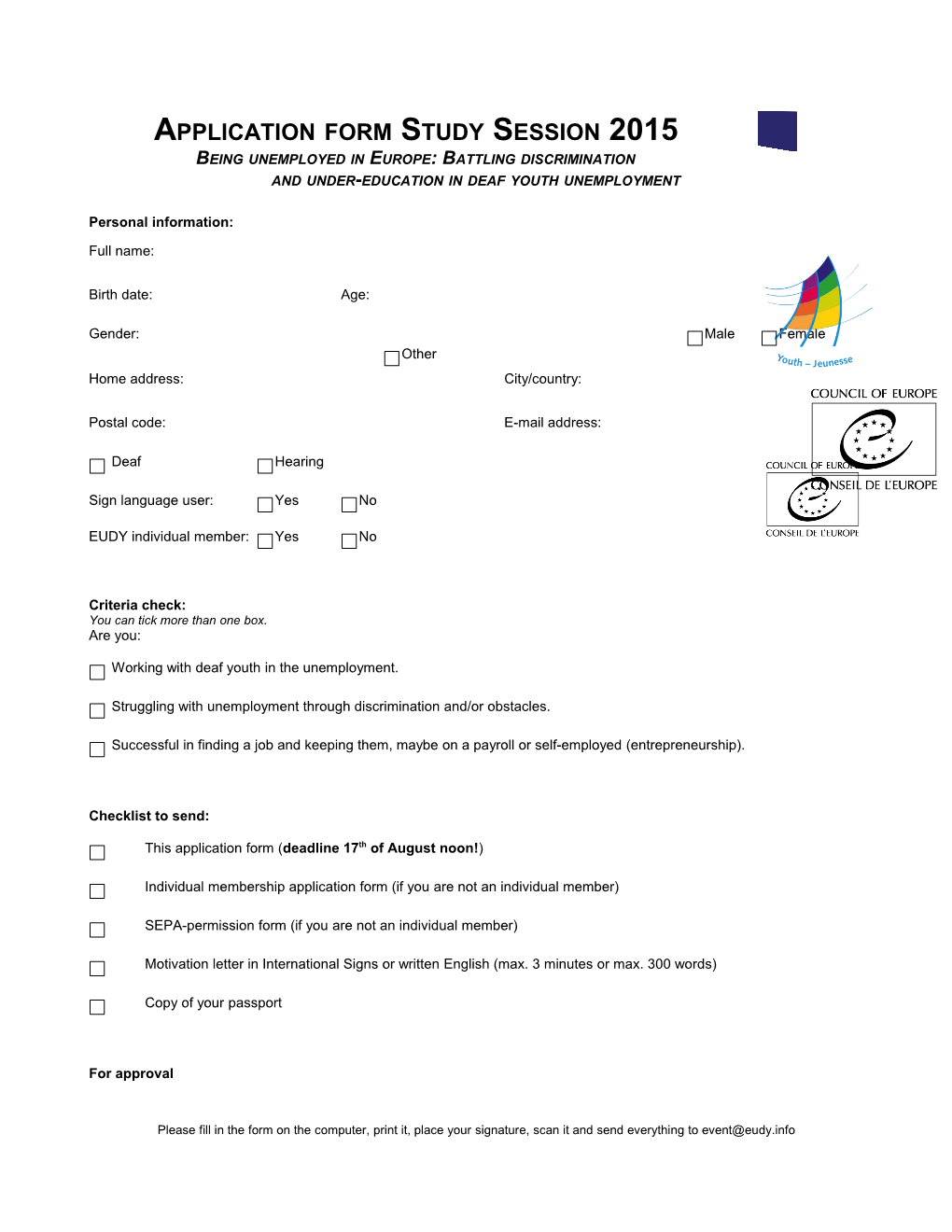 EUDY Application Form