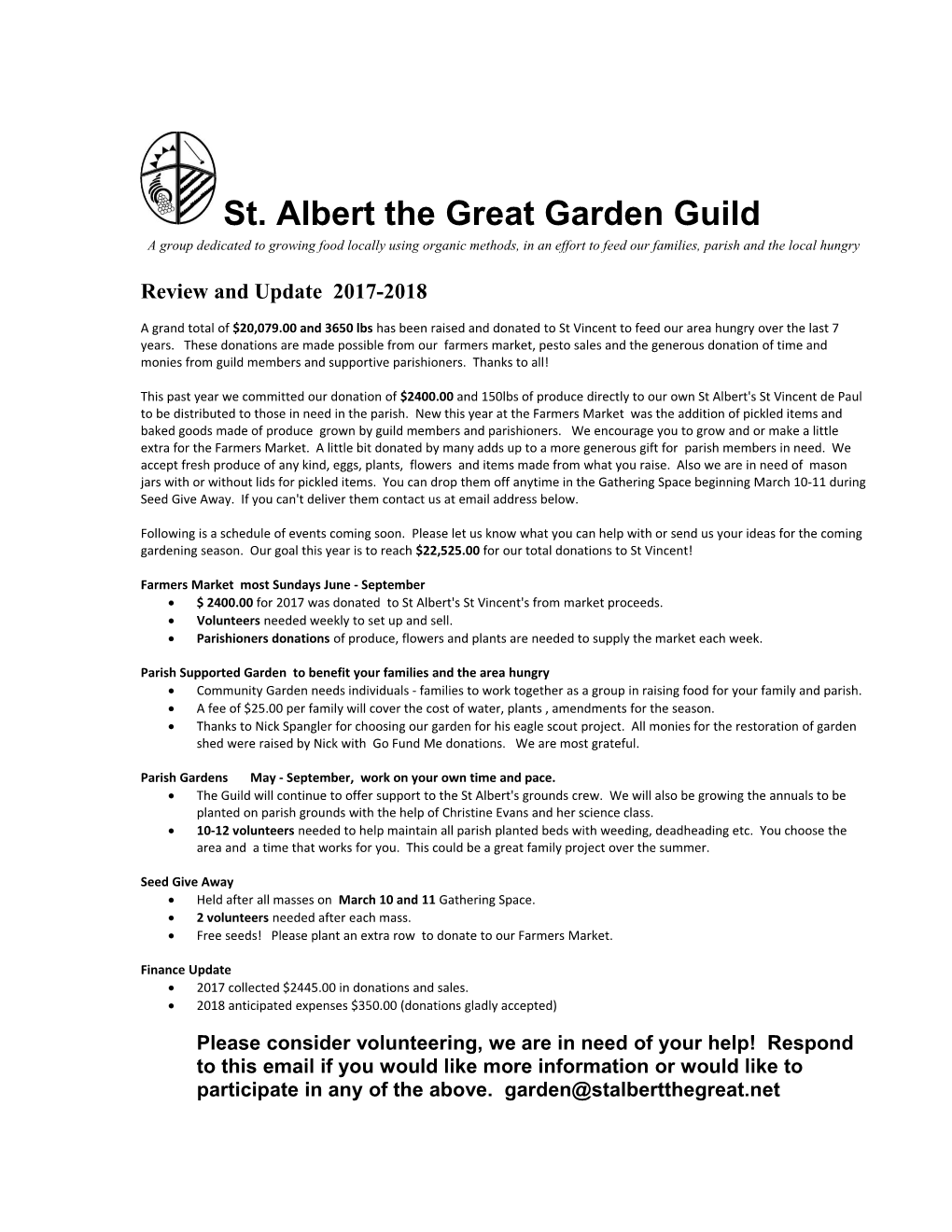 St. Albert the Great Garden Guild