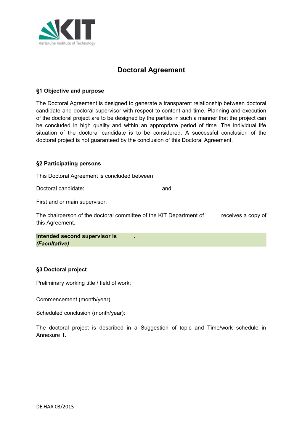 Doctoral Agreement