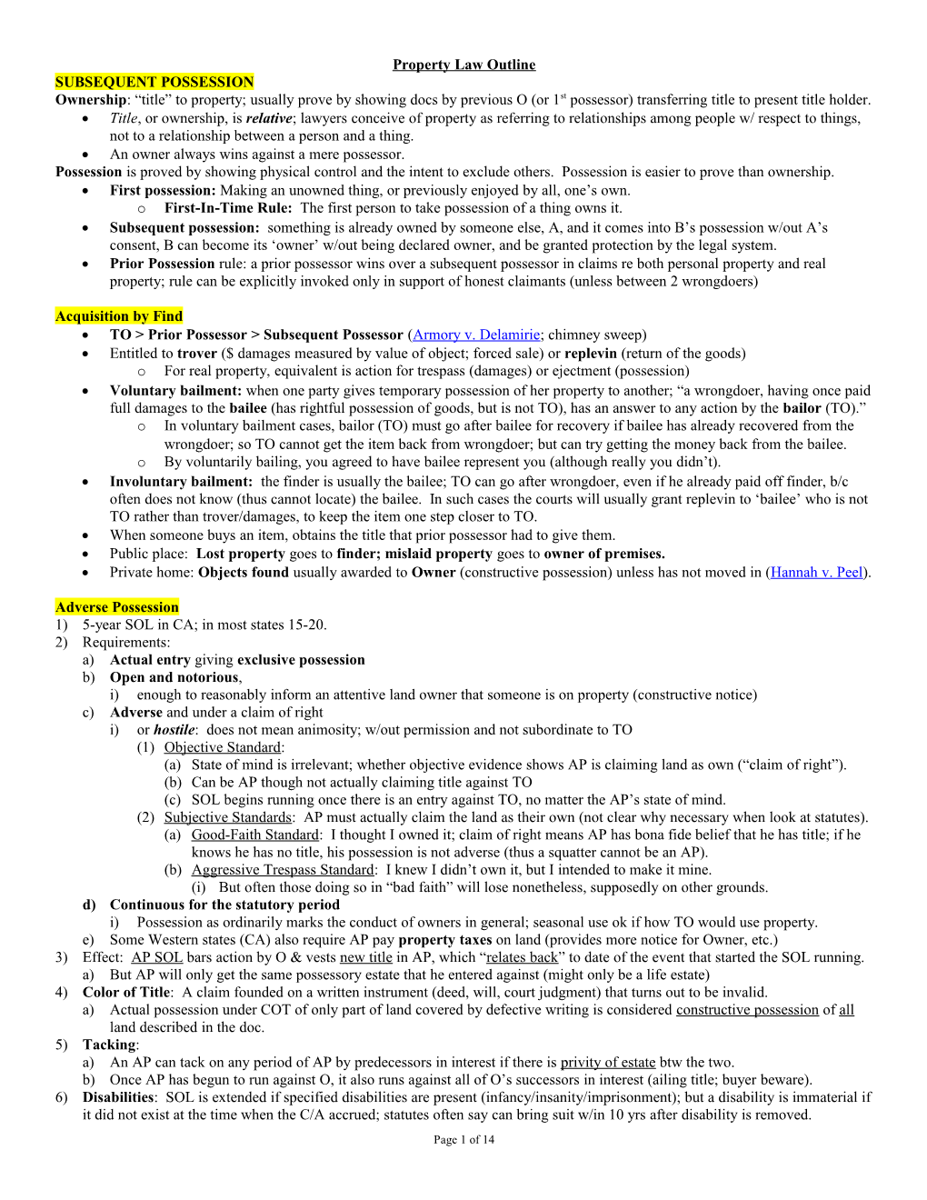 Property Law Outline