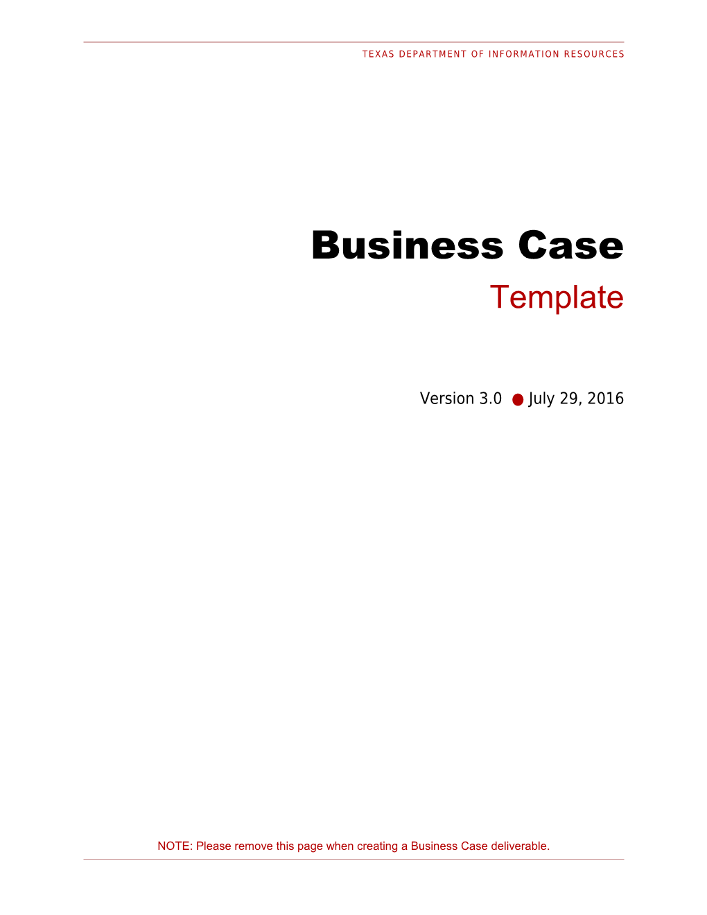 New Business Case Template