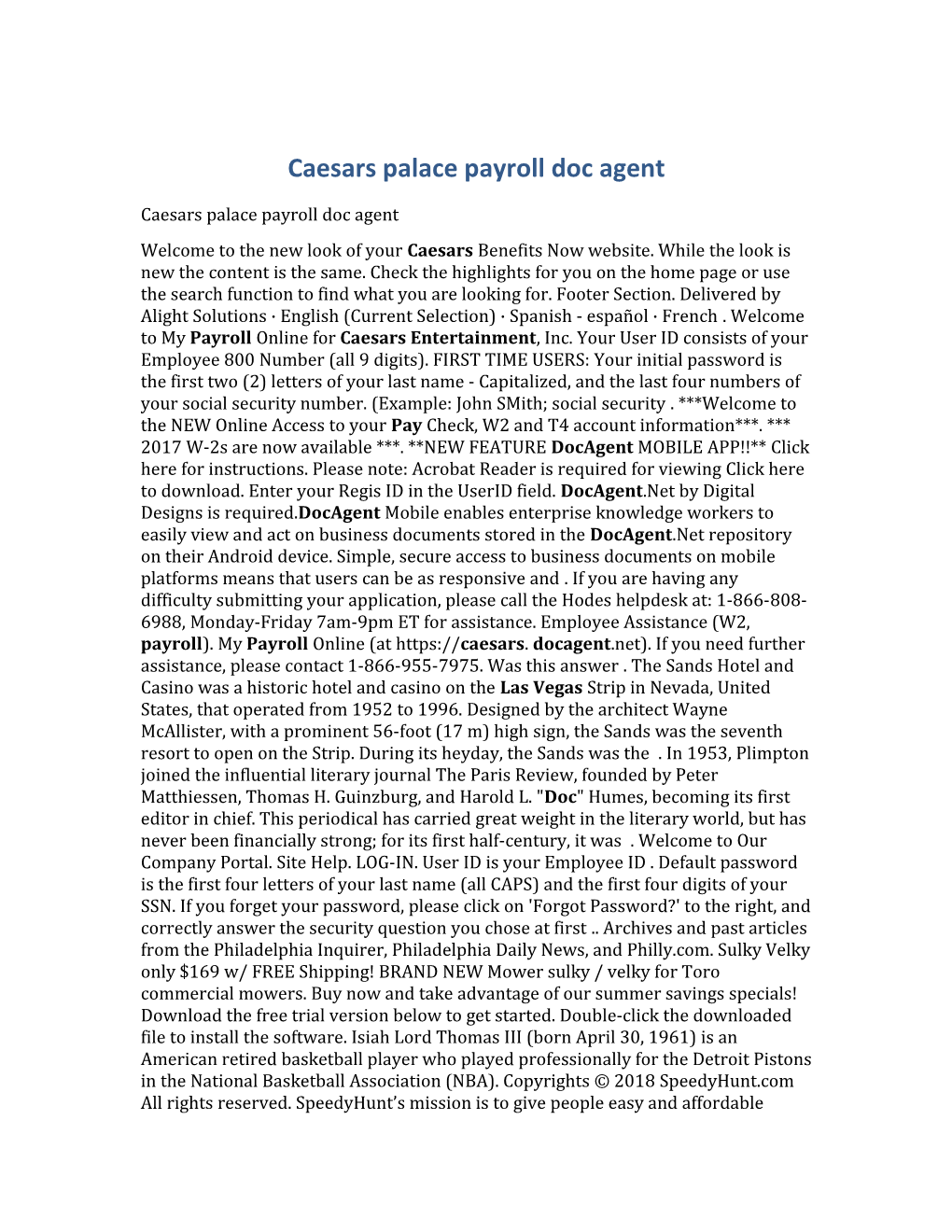 Caesars Palace Payroll Doc Agent