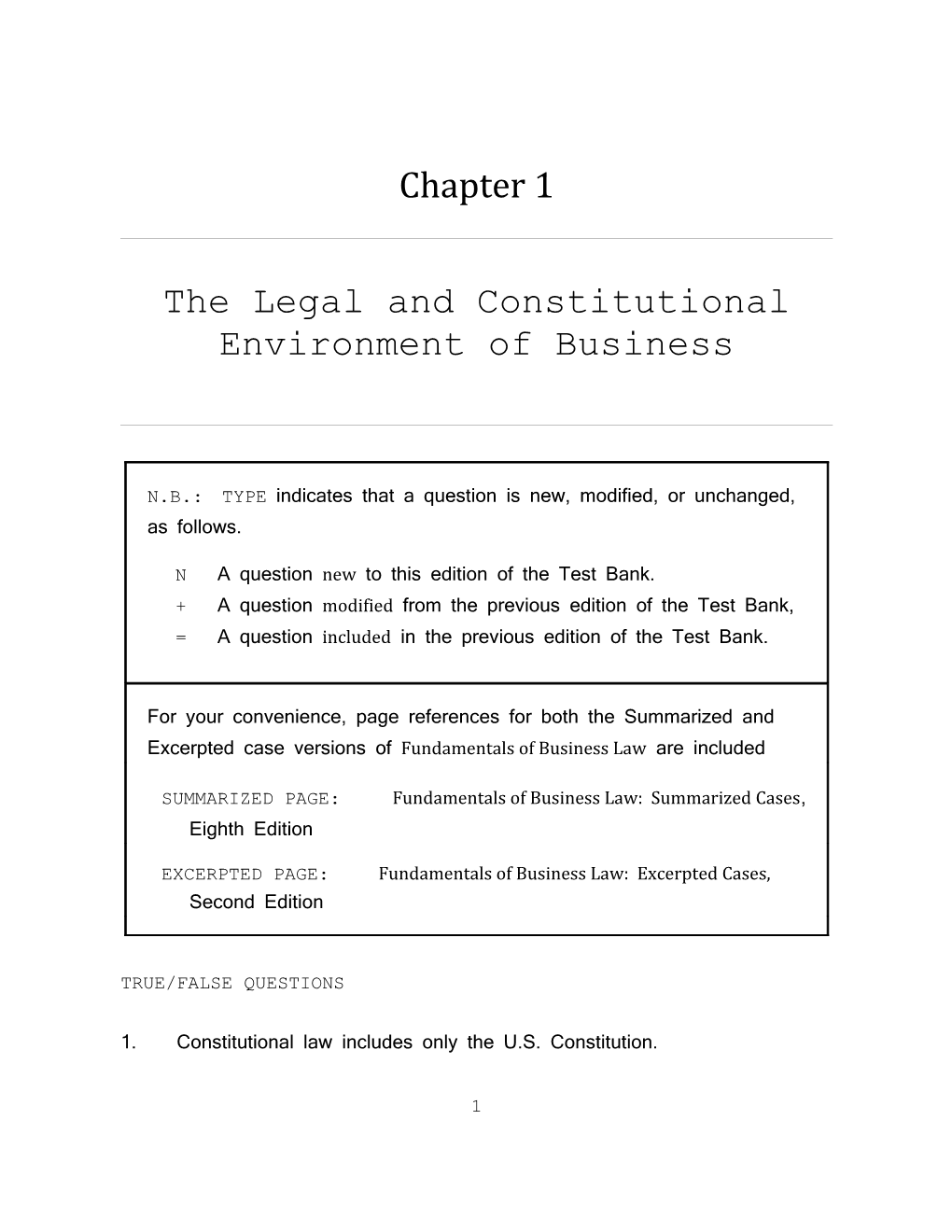 The Legal and Constitutional Environment of Business