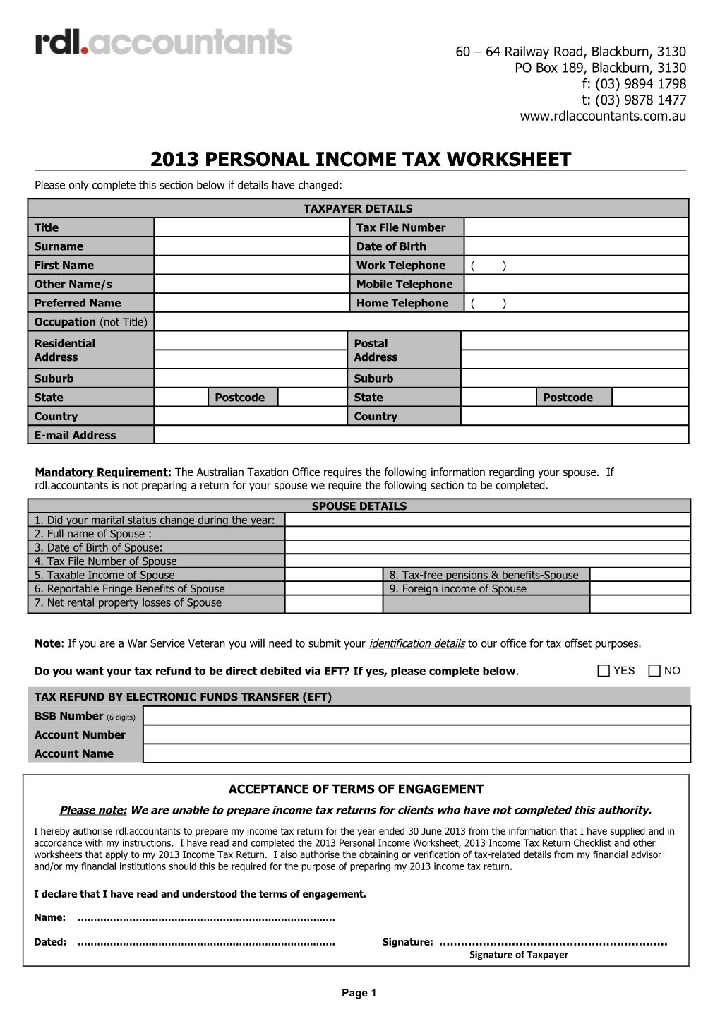 Personal Income Tax Worksheet 2003 s1