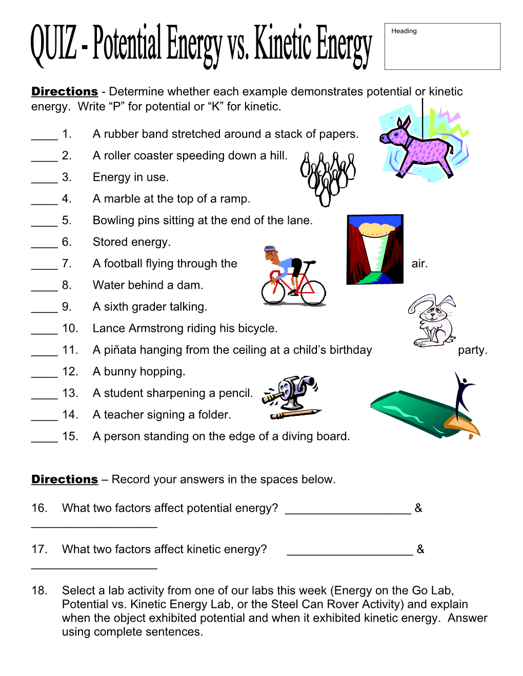 Potential Energy Vs