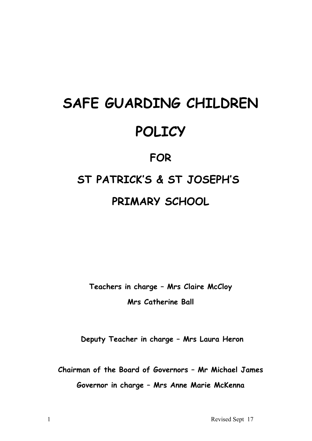 Safe Guarding Children Policy