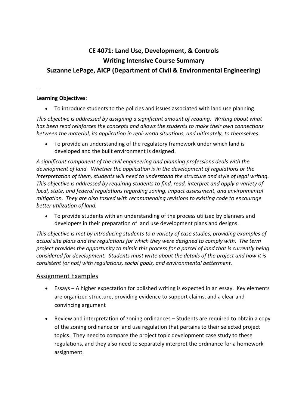 CE 4071: Land Use, Development, & Controls