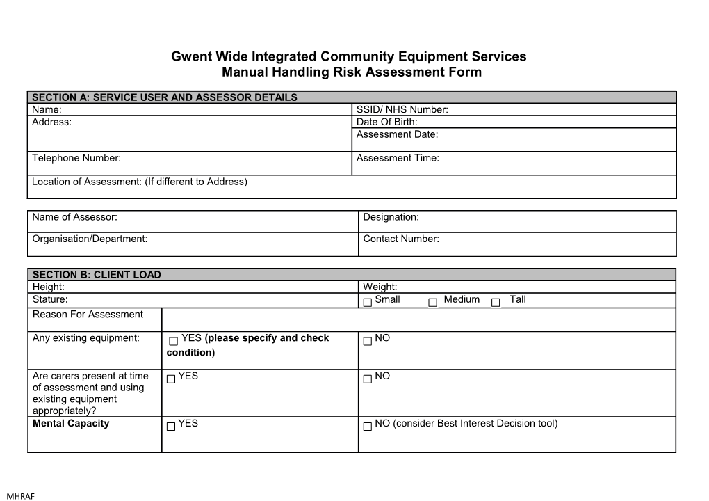 COT Manual Handling Risk Assessment Form V4 Land