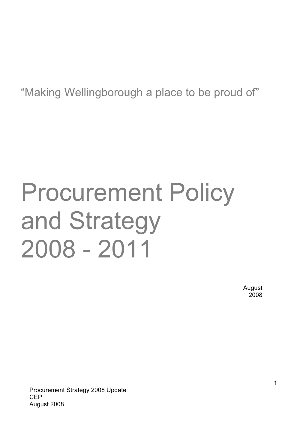 Procurement Strategy 2008 Update